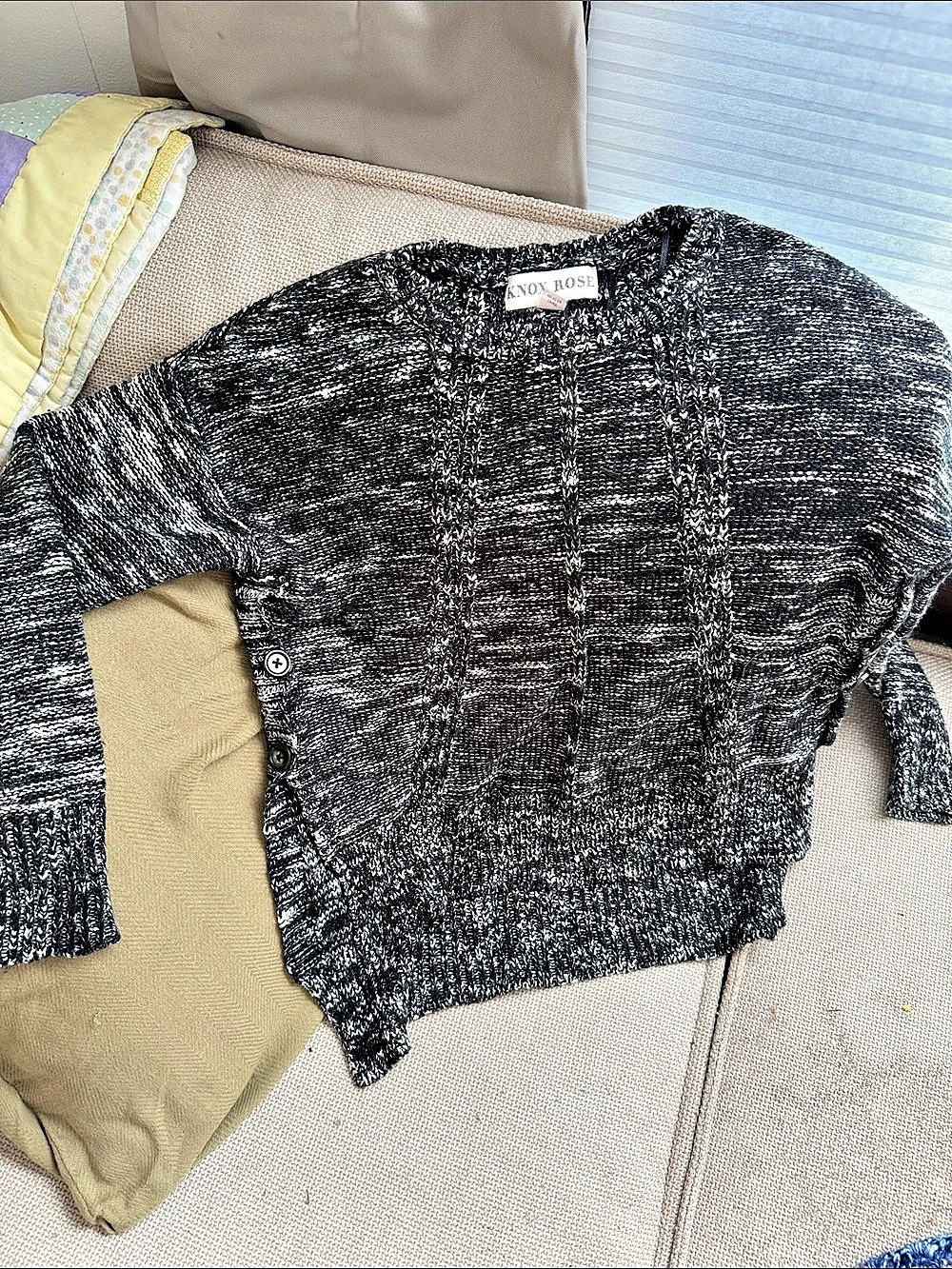 Knox Rose Women's Knit Cardigan in Black & White Size XS Like New
